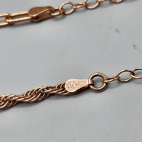 Rose Gold Tone Sterling Silver Bracelet Set 4 Chains Heart Charms 925 Italy NEW - Picture 9 of 12